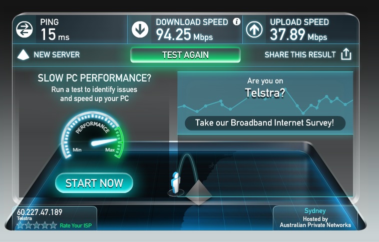 NBN Broadband test speeds
